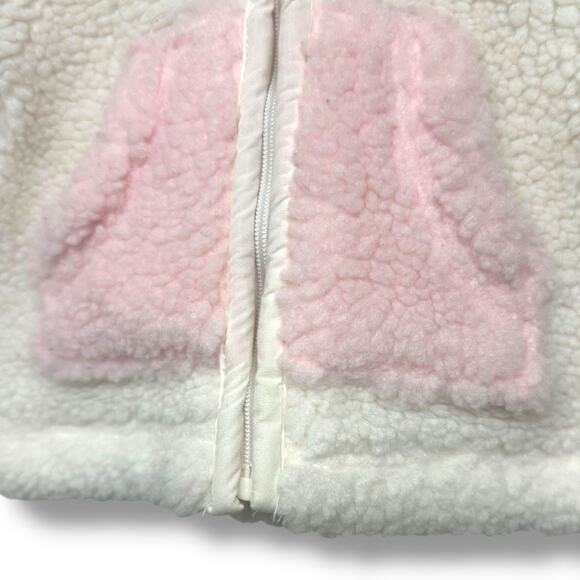 Baby Gap Infant Jacket Pink White Sherpa Fleece Sz 0-3 month Coat Lined Zip Y2K - Picture 7 of 15
